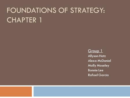 Foundations of Strategy: Chapter 1