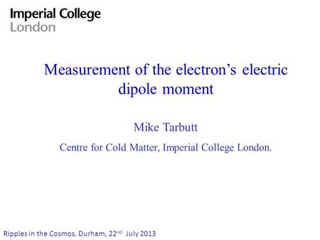 Measurement of the electron’s electric dipole moment