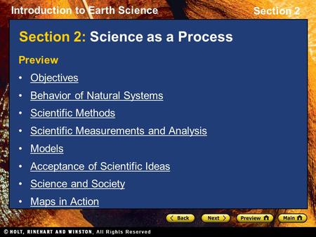 Section 2: Science as a Process