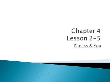 Fitness & You.  To have total fitness, you need to take into the 5 areas of fitness. These are the areas that affect your overall health and well-being.