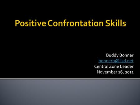 Buddy Bonner Central Zone Leader November 16, 2011.