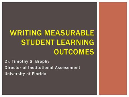 Writing Measurable Student Learning Outcomes