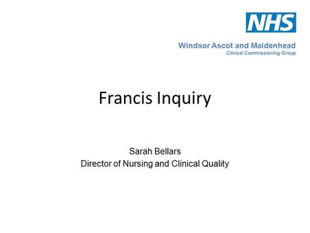 Sarah Bellars Director of Nursing and Clinical Quality