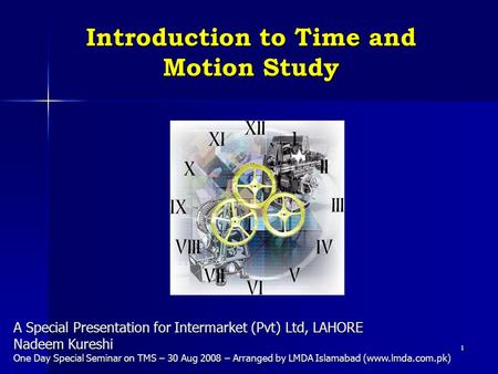 Introduction to Time and Motion Study