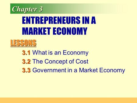 ENTREPRENEURS IN A MARKET ECONOMY