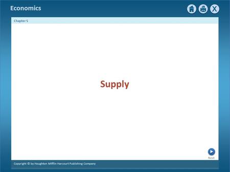 Economics Next Chapter 5 Copyright © by Houghton Mifflin Harcourt Publishing Company Supply.