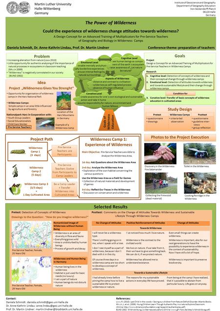 Project Design a Concept for an Advanced Training of Multiplicators for Pre-Service Teachers in Wilderness Camps Research 1.Cognitive level: Detection.