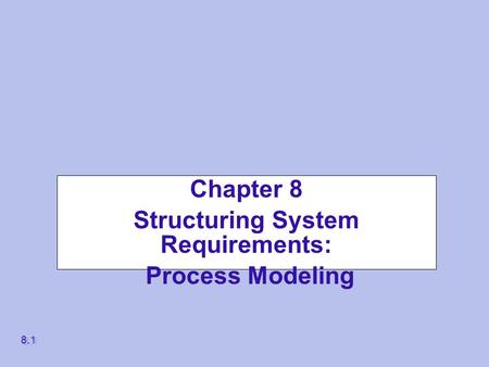 Chapter 8 Structuring System Requirements: Process Modeling