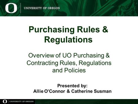 Purchasing Rules & Regulations