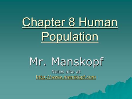 Chapter 8 Human Population