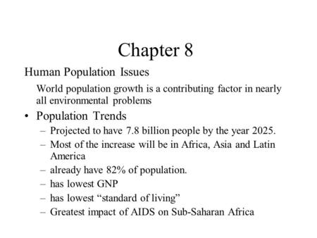 Chapter 8 Human Population Issues