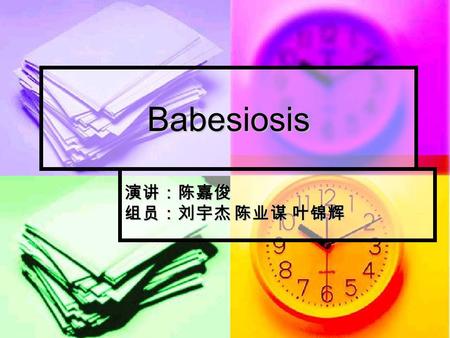 Babesiosis 演讲：陈嘉俊 组员：刘宇杰 陈业谋 叶锦辉.