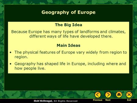 Geography of Europe The Big Idea