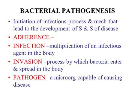 BACTERIAL PATHOGENESIS