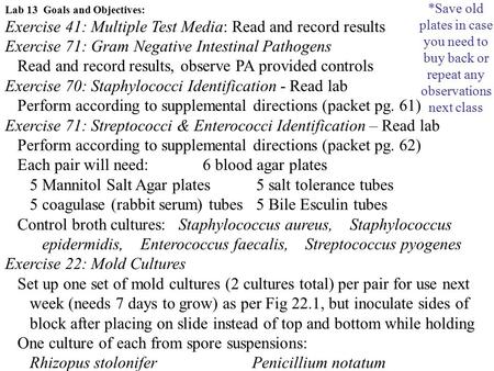 Exercise 41: Multiple Test Media: Read and record results