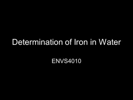 Determination of Iron in Water