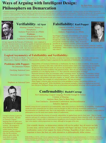 Ways of Arguing with Intelligent Design: Philosophers on Demarcation Creationist criticism of evolutionary theory takes many forms, but one of the more.