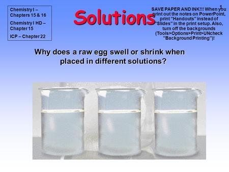 Why does a raw egg swell or shrink when placed in different solutions?