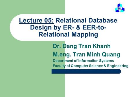 Dr. Dang Tran Khanh M.eng. Tran Minh Quang