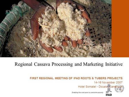 Cassava processing and marketing Regional Cassava Processing and Marketing Initiative FIRST REGIONAL MEETING OF IFAD ROOTS & TUBERS PROJECTS 14-16 November.