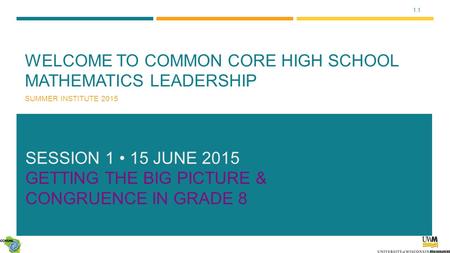 Welcome to Common Core High School Mathematics Leadership