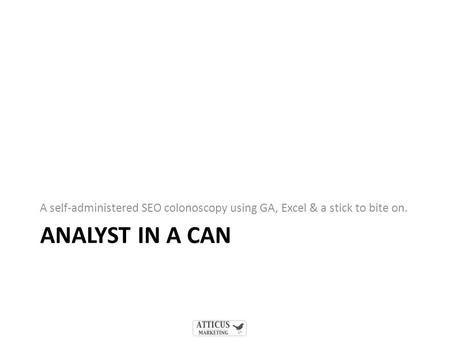 ANALYST IN A CAN A self-administered SEO colonoscopy using GA, Excel & a stick to bite on.