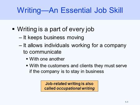 Writing—An Essential Job Skill