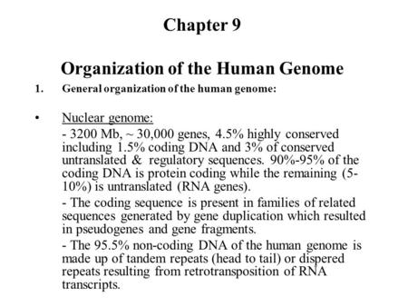 Chapter 9 Organization of the Human Genome