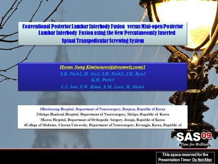 Hyeun Sung Kim (neuros@dreamwiz.com) Conventional Posterior Lumbar Interbody Fusion versus Mini-open Posterior Lumbar Interbody Fusion using the New.