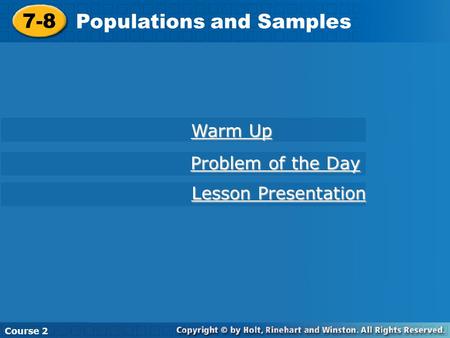 Populations and Samples