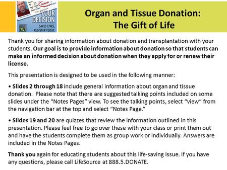 Organ and Tissue Donation: The Gift of Life