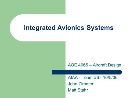 Integrated Avionics Systems