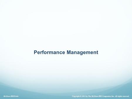 Performance Management