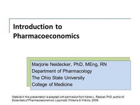 Introduction to Pharmacoeconomics