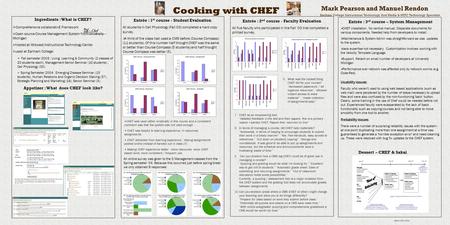 Cooking with CHEF Mark Pearson and Manuel Rendon Ingredients : What is CHEF?  CompreHensive collaborativE Framework  Open source Course Management System.