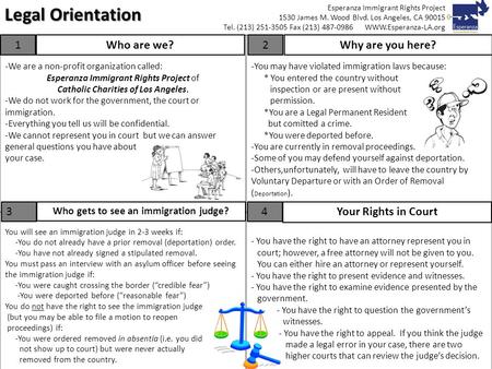 -We are a non-profit organization called: Esperanza Immigrant Rights Project of Catholic Charities of Los Angeles. -We do not work for the government,