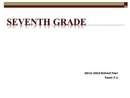 2012-2013 School Year Team 7.1.  Seventh-Grade overview - Matt Marston  Math curriculum – Jen Foreman  Social Studies curriculum – Cindy Meyers  Language.