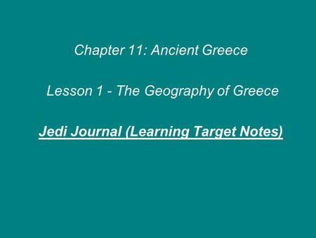 Jedi Journal (Learning Target Notes)