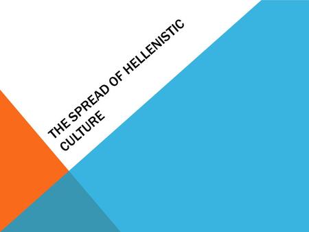 THE SPREAD OF HELLENISTIC CULTURE. REVIEW Alexander’s empire spanned over Asia (Middle East, the Indus), Africa (Egypt), and Europe (Greece). Compare.