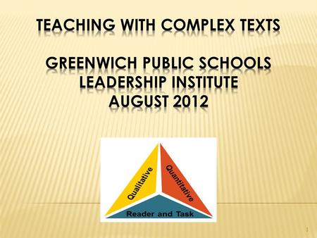 1. 2 August 15, 2012 (Part 1)  Provide ADMINISTRATORS with EXPERIENCE & MATERIALS to “turnkey” workshops and informations in your buildings.  Understand.