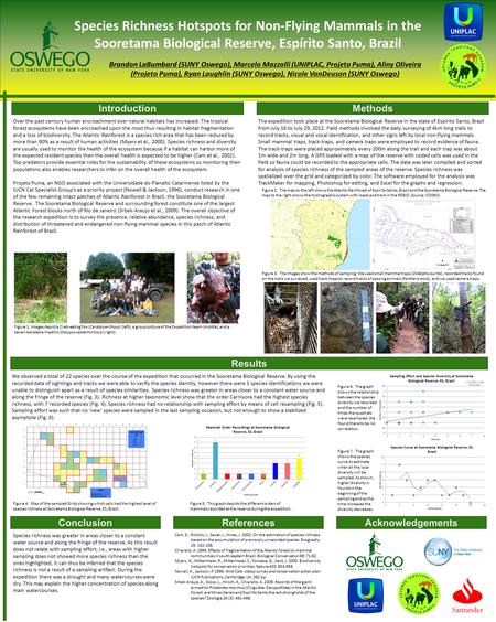 Species Richness Hotspots for Non-Flying Mammals in the Sooretama Biological Reserve, Espírito Santo, Brazil Brandon LaBumbard (SUNY Oswego), Marcelo Mazzolli.