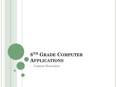 8 TH G RADE C OMPUTER A PPLICATIONS Course Overview.