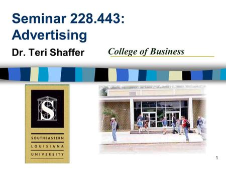 1 Seminar 228.443: Advertising Dr. Teri Shaffer. 2 Introduction to Advertising n Types of advertising n Advertising industry n Advertising trends.