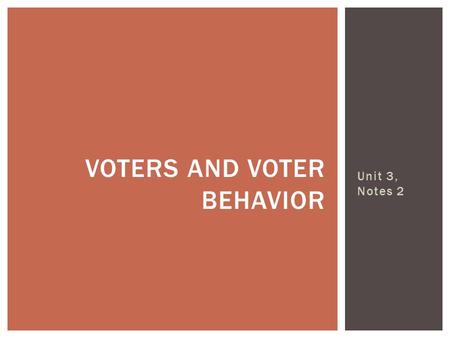 Voters and Voter Behavior