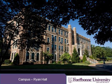 Campus – Ryan Hall. Student Life on Campus Studying in the Library.