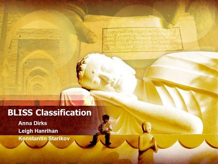 BLISS Classification Anna Dirks Leigh Hanrihan Konstantin Starikov.