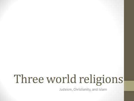 Judaism, Christianity, and Islam