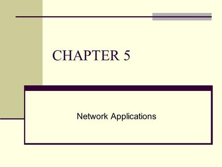 CHAPTER 5 Network Applications. Chapter Outline 5.1 Network Applications 5.2 Web 2.0 5.3 E-Learning and Distance Learning 5.4 Telecommuting.