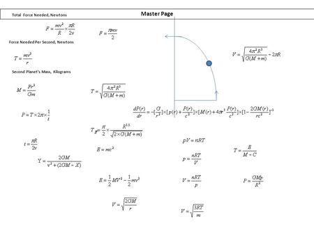 Total Force Needed, Newtons Force Needed Per Second, Newtons Second Planet’s Mass, Kilograms Master Page.