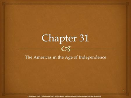 The Americas in the Age of Independence